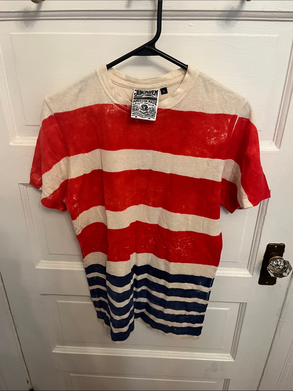 Jungmaven Red, White & Blue Striped Short Sleeve Tee